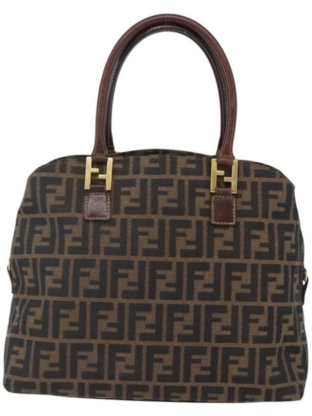 FENDI Zucca Canvas Mamma Baguette Hand Bag Black Brown Silver - Picture 2 of 16